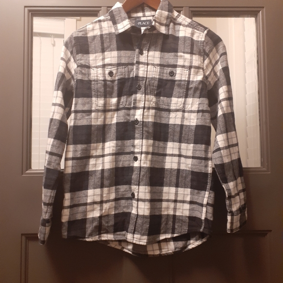 NWT Children's Place Black and White Plaid Long Sleeve Button Down Shirt - Picture 11 of 13